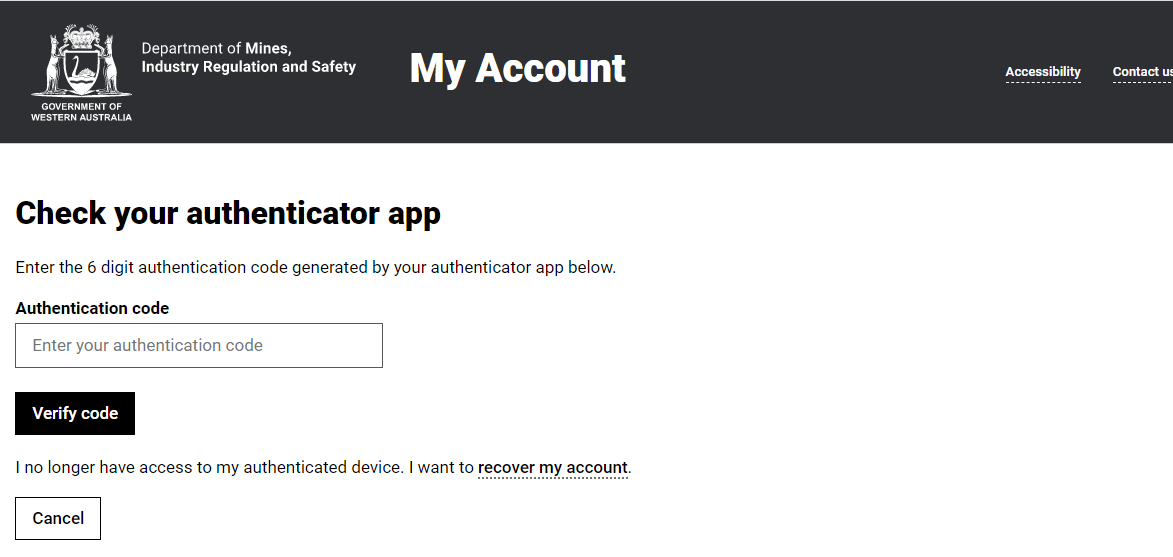 My Account Help: Check your authenticator app